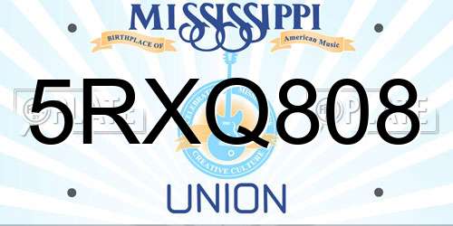 5RXQ808 Mississippi License Plate