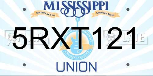 5RXT121 Mississippi License Plate
