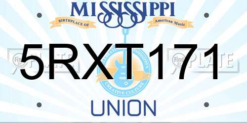 5RXT171 Mississippi License Plate