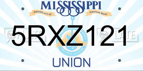 5RXZ121 Mississippi License Plate