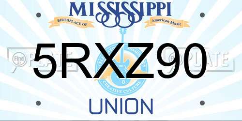5RXZ90 Mississippi License Plate