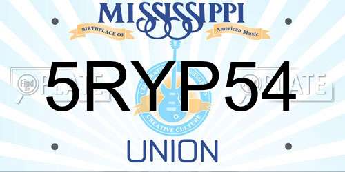 5RYP54 Mississippi License Plate