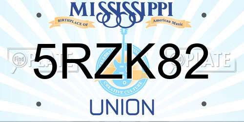 5RZK82 Mississippi License Plate
