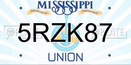 5RZK87 Mississippi License Plate