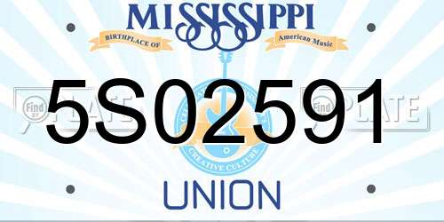 5S02591 Mississippi License Plate