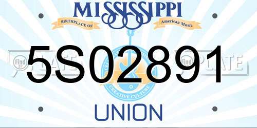 5S02891 Mississippi License Plate