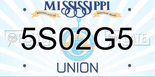 5S02G5 Mississippi License Plate