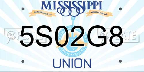 5S02G8 Mississippi License Plate