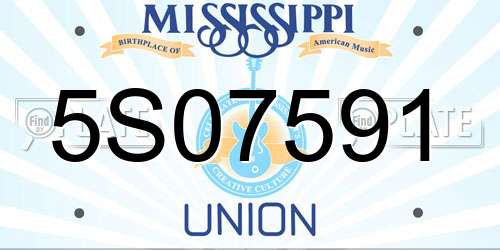 5S07591 Mississippi License Plate