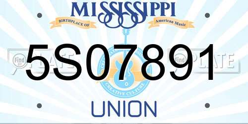 5S07891 Mississippi License Plate