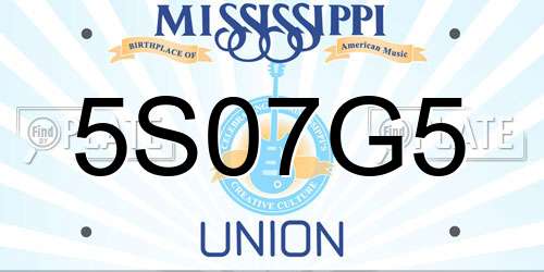 5S07G5 Mississippi License Plate