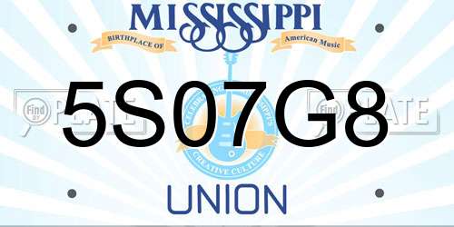 5S07G8 Mississippi License Plate