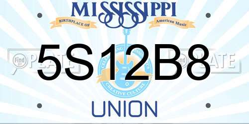 5S12B8 Mississippi License Plate