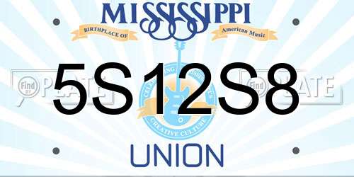 5S12S8 Mississippi License Plate