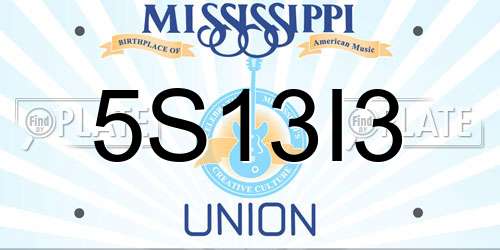 5S13I3 Mississippi License Plate