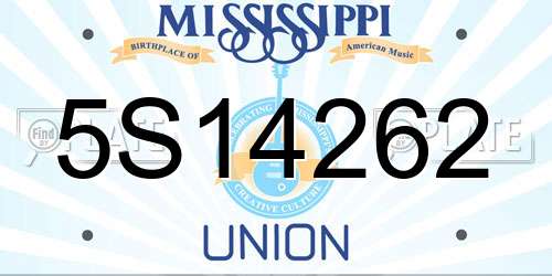 5S14262 Mississippi License Plate