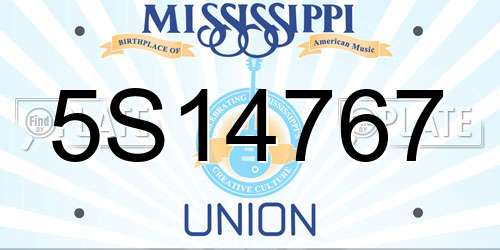 5S14767 Mississippi License Plate