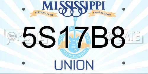 5S17B8 Mississippi License Plate