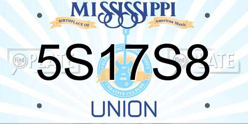 5S17S8 Mississippi License Plate