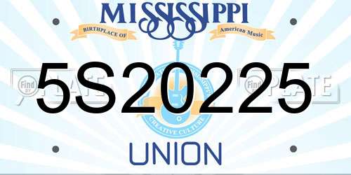 5S20225 Mississippi License Plate