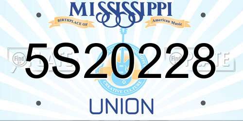 5S20228 Mississippi License Plate