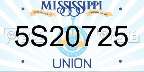 5S20725 Mississippi License Plate