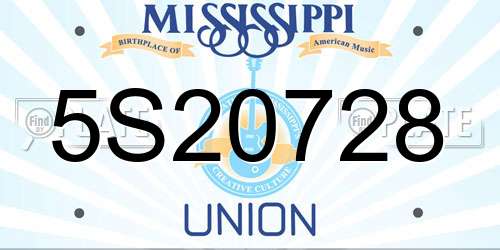 5S20728 Mississippi License Plate