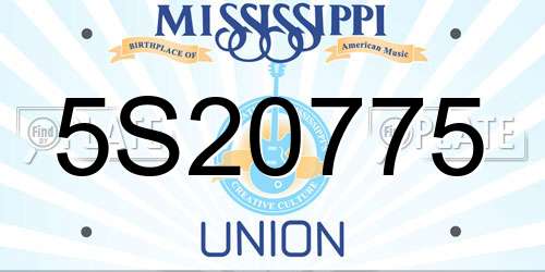 5S20775 Mississippi License Plate