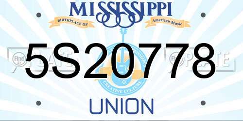 5S20778 Mississippi License Plate