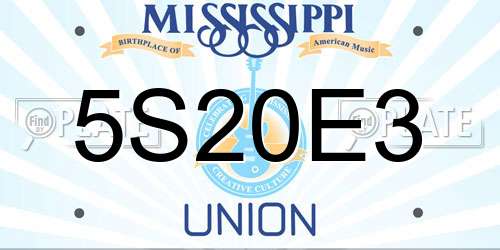 5S20E3 Mississippi License Plate