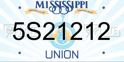5S21212 Mississippi License Plate
