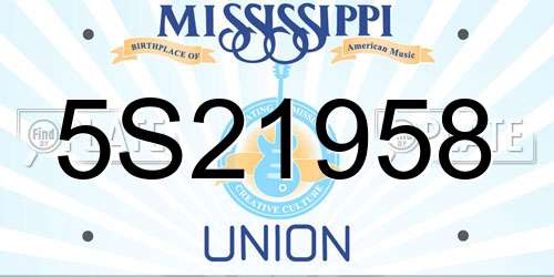 5S21958 Mississippi License Plate