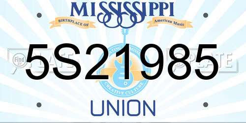 5S21985 Mississippi License Plate