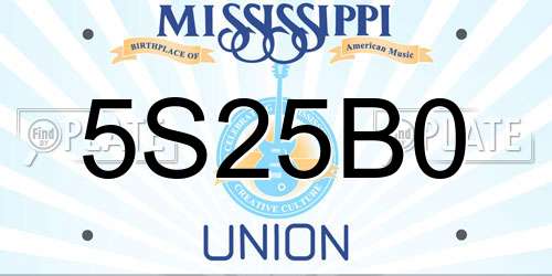5S25B0 Mississippi License Plate