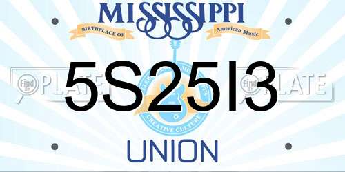 5S25I3 Mississippi License Plate