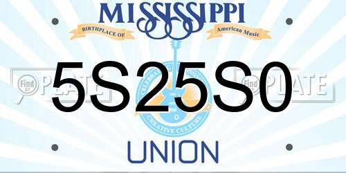 5S25S0 Mississippi License Plate