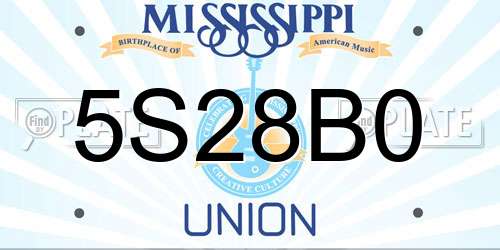 5S28B0 Mississippi License Plate
