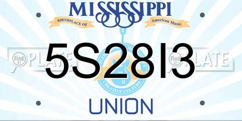 5S28I3 Mississippi License Plate