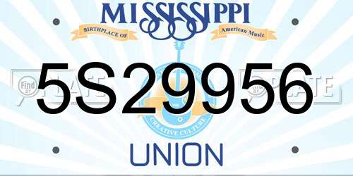 5S29956 Mississippi License Plate