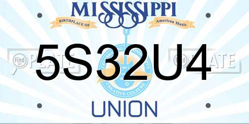 5S32U4 Mississippi License Plate