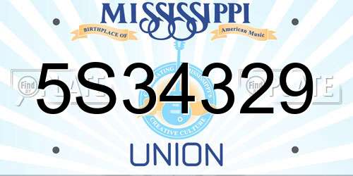 5S34329 Mississippi License Plate