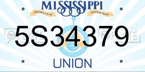 5S34379 Mississippi License Plate