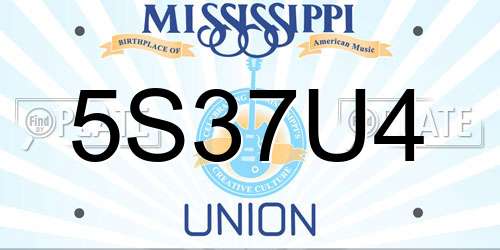 5S37U4 Mississippi License Plate