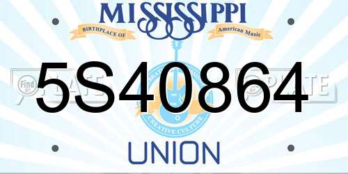 5S40864 Mississippi License Plate