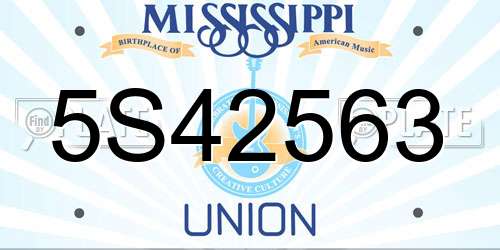 5S42563 Mississippi License Plate