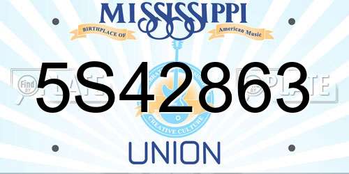 5S42863 Mississippi License Plate