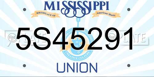 5S45291 Mississippi License Plate