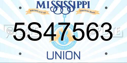 5S47563 Mississippi License Plate