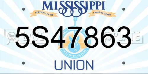 5S47863 Mississippi License Plate