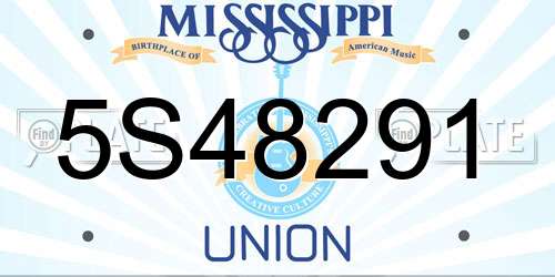 5S48291 Mississippi License Plate